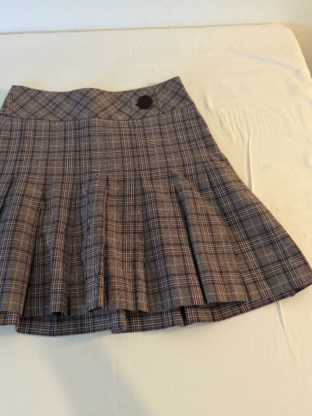 LOFT Ann Taylor Plaid Pleated Mini Skirt Womens 2 Brown Academia Preppy Y2K